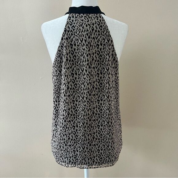 BCBGeneration Black & Tan Leopard Print Tie Neck Tank Top - Picture 6 of 9